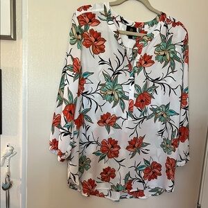 JM Collection Coral Turquoise Top Tunic Size XL